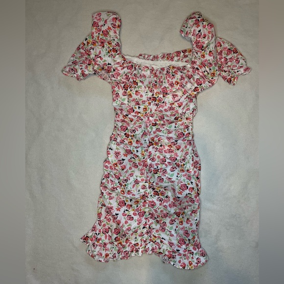 Zara white mini dress with floral ornaments. - Picture 4 of 5